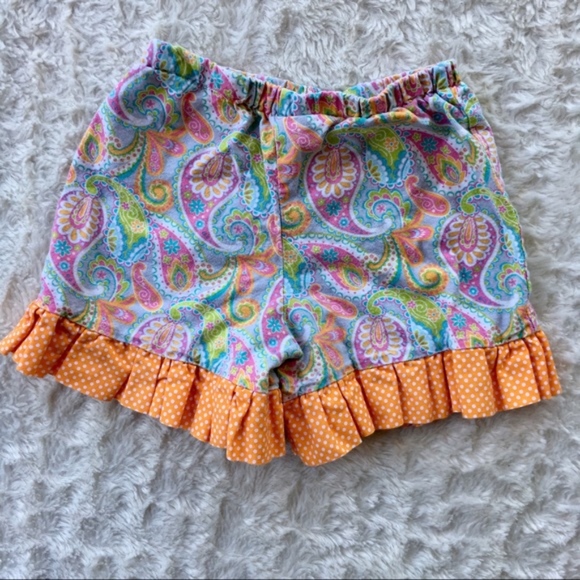 Paisley orange ruffle shorts 0-3m elastic waist - Picture 3 of 5